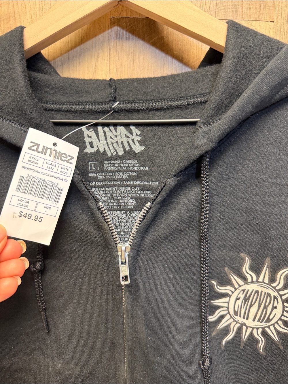 Empyre Overgrowth Black Zip Hoodie - ZUMIEZ - Picture 3 of 6